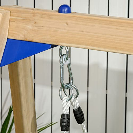 Outsunny 3 in 1 Wooden Swing Set Outdoor Playset with Baby Swing Seat, Toddler Slide, Captain's Wheel, Telescope, Kids Backyard Playground Equipment, Outsunny