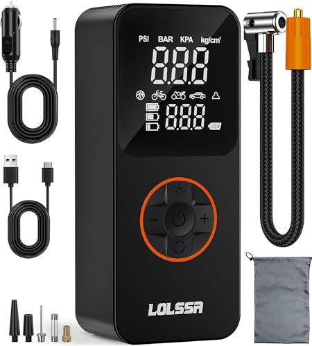 Tire Inflator Portable Air Compressor-Air Pump 20000mAh & 150PSI Cordless Electric for Car, Motorcycle, Bike, Ball, with Tire Gauge Pressure, LOLSSA