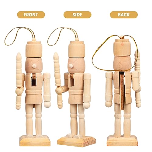 Didiseaon Decor 6Pcs Unfinished Nutcracker Figures Christmas Wooden Paintable Nutcracker Figurines DIY Blank Unpainted Nutcracker Soldier Christmas - WoodArtSupply