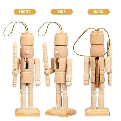 Didiseaon Decor 6Pcs Unfinished Nutcracker Figures Christmas Wooden Paintable Nutcracker Figurines DIY Blank Unpainted Nutcracker Soldier Christmas - WoodArtSupply