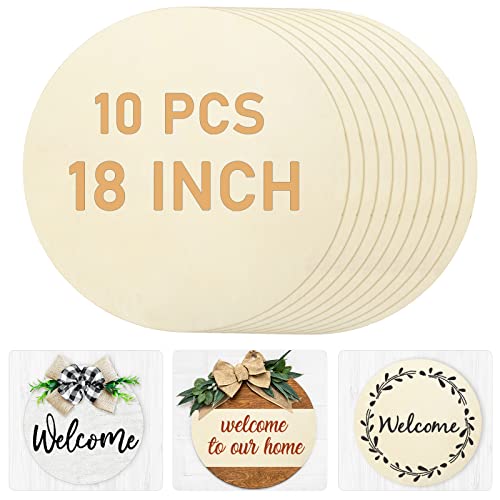 Whaline 18 Inch Wood Circles for Crafts 10Pcs Valentine Unfinished Round Wooden Discs Farmhouse Rustic Wood Sign Door Hanger 3mm Thick Natural Blank Whaline