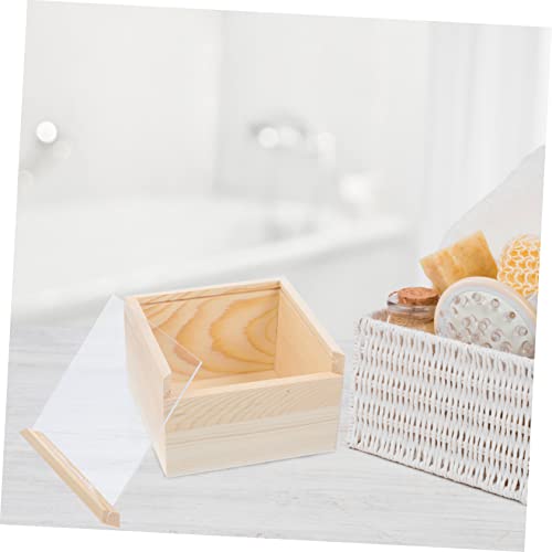 VILLCASE 2pcs Box Storage Wooden Box Decorative Storage Case Tip Jar  Earring Storage Case Wooden Crates Unfinished Tray Decorations Vanity  Jewelry