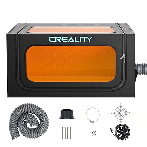 Creality Laser Engraver Cover V2.0 Fireproof and Dustproof Protective Enclosure with Exhaust Fan 4000RPM Pipe for Most Laser Cutter, Insulates