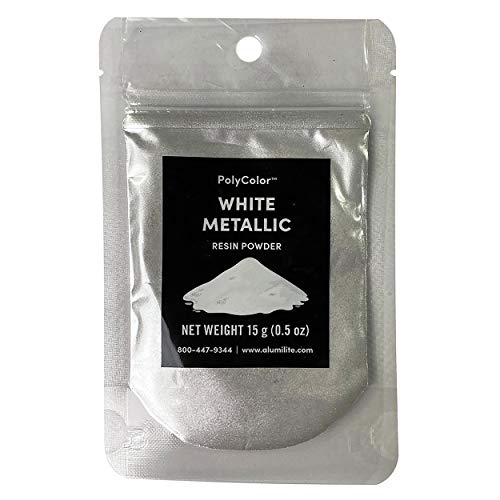 White Metallic Powder (PolyColor) - Mica Powder for Epoxy Resin Kits, Casting Resin, Tumblers, Jewelry, Dyes, and Arts and Crafts! Color Pigment Stone Coat Countertops