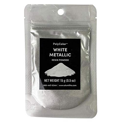 White Metallic Powder (PolyColor) - Mica Powder for Epoxy Resin Kits, Casting Resin, Tumblers, Jewelry, Dyes, and Arts and Crafts! Color Pigment - WoodArtSupply