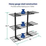 Fleximounts 3-Tier 1x3ft Garage Storage Wall Shelving 12-inch-by-36-inch per Shelf Height Adjustable Floating Shelves (Black) Fleximounts
