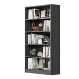 Wood Bookcase 5-Shelf Freestanding Display Wooden Bookshelf for Home Office School (11.6" D*33" W*59.8" H,Grey) Sunon