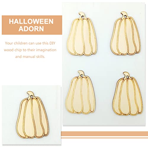 COHEALI Unfinished Wooden Pumpkins Halloween Decor Pumpkin Wooden Cutouts Unfinished DIY Crafts Set with Ropes for DIY Painting Project Hanging