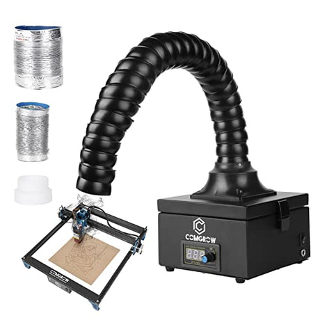 Comgrow 2 in 1 Hose Smoke Absorber,Strong Suction 3 Stage Furification for Soldering,Laser Engraver,Fume Extractor with 23 inch Adjustable Tube,15 Comgrow