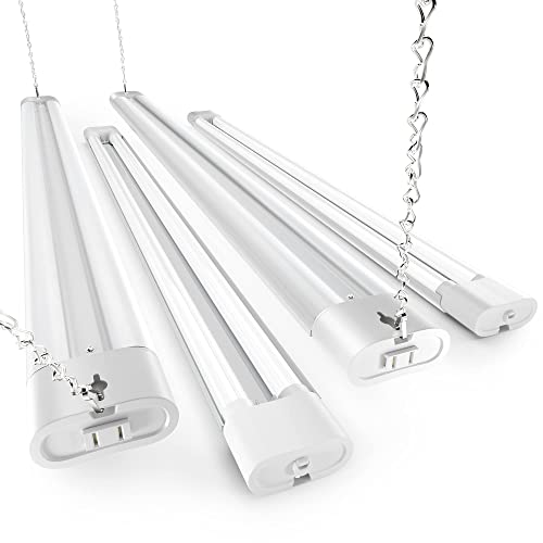 Ensenior 4 Pack Linkable LED Utility Shop Light, 4 FT 4400lm, 36W Equivalent 280W, 5000K Daylight, 48 Inch Integrated Fixture for Garage&Workbench, - WoodArtSupply