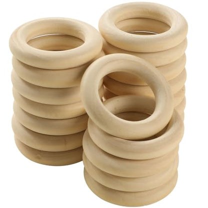 12PCS Natural Wood Rings for Crafts, HOOMBOOM 55mm/2.2inch Macrame Rings for DIY, Wooden Rings Without Paint, Pendant Connectors - WoodArtSupply