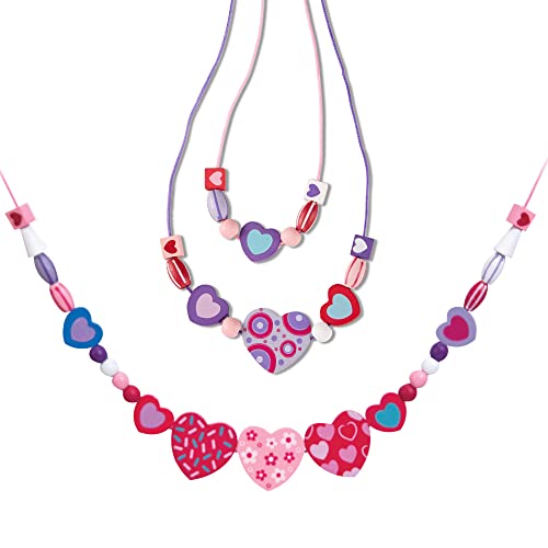 Melissa & Doug Created by Me! Heart Beads Wooden Bead Kit, 120+ Beads and 5 Cords for Jewelry-Making Melissa & Doug