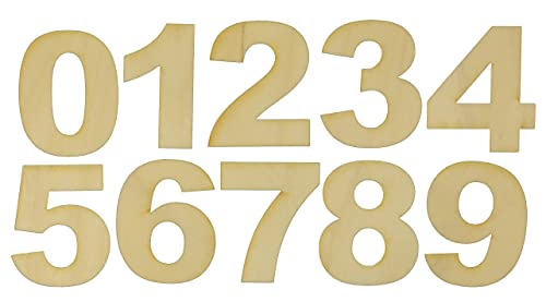 Unfinished Wood Number Set (0-9) in The Arial Font, Available in a Variety of Sizes and Thicknesses (4" Tall (2 Full Sets), 1/8" Thickness) - WoodArtSupply