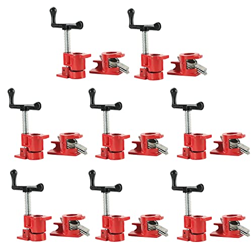 FLKQC 3/4" Wood Gluing Pipe Clamp Set | Pack of 8 Heavy Duty Pipe Clamps Quick Release Metal Pipe Clamp for Woodworking Workbench(8pcs 3/4") - WoodArtSupply