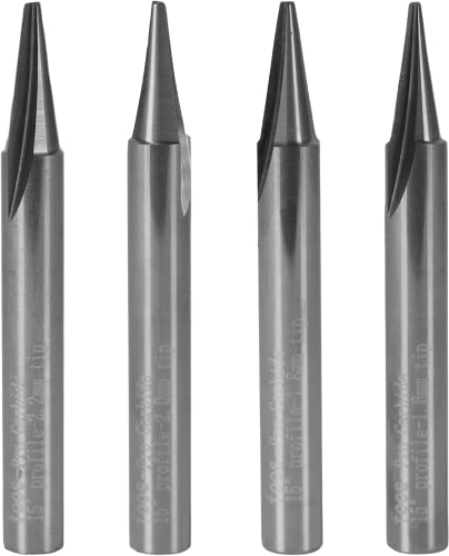 Foos - Profile Engraving CNC Router bits - 1/4” Shanks - 4 Pcs - USA Veteran Owned (4pcs Set - 1.6mm - 1.8mm - 2.0mm - 2.2mm) Foos