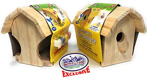 Matty's Toy Stop Paint-A-Barn Wooden Birdhouse & Bird Feeder (Includes Paints & Brushes) Gift Set Bundle - 2 Pack Matty's Toy Stop