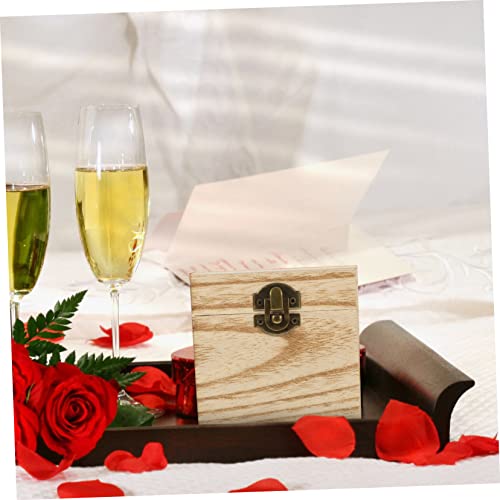 VILLCASE 4pcs Box Wooden Gift Box Wooden Trinket Chest Unfinished Treasure Chest Snack Containers Locker Decorations Snack Food Gifts Photo Gifts VILLCASE