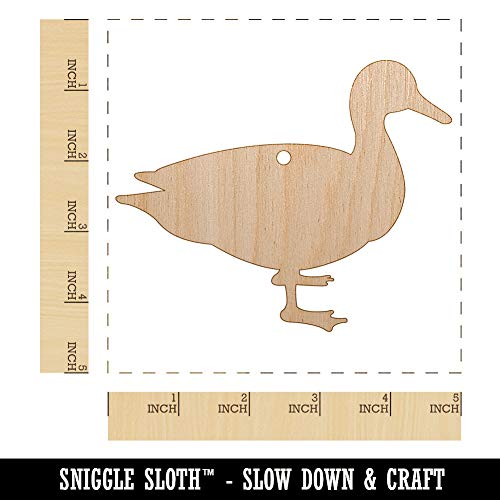Duck Standing Solid Unfinished Craft Wood Holiday Christmas Tree DIY Pre-Drilled Ornament Sniggle Sloth