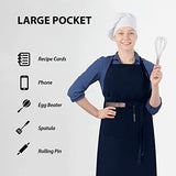 ROTANET Extra Large Apron for Men Adjustable Bib Apron with 2 pockets Cooking Apron for Women Chef Water & Oil Resistant Navy Blue ROTANET
