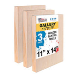 U.S. Art Supply 11" x 14" Birch Wood Paint Pouring Panel Boards, Gallery 1-1/2" Deep Cradle (Pack of 3) - Artist Depth Wooden Wall Canvases - U.S. Art Supply