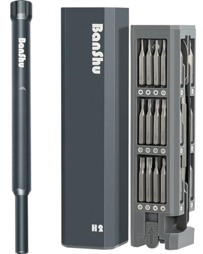 Banshu Small Screwdriver Set, 46 in 1 Mini Manual Screwdriver Set with Metal Case, S2 Precision Bits, Pocketable Magnetic Professional Repair Tool Banshu