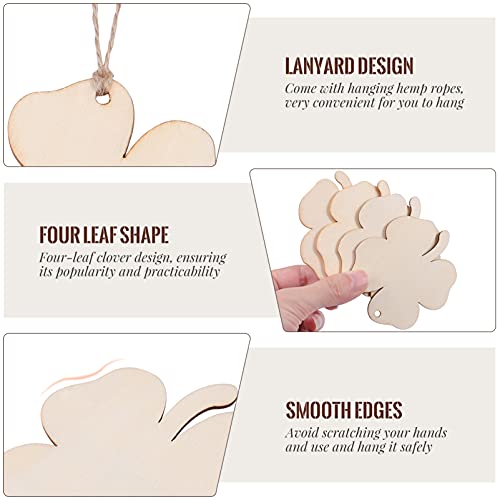 PRETYZOOM 20pcs St. Patricks Day Wood Shamrock Cutouts Clover Shape DIY Making Crafts Hanging Adornments St. Patricks Party Decoration PRETYZOOM