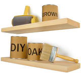 BGMG Wood Floating Shelves 24 inch, Wide Rustic Wooden Wall Shelves for Bathroom Living Room Bedroom Kitchen Farmhouse Set of 2-24x 6.7 x1.25 inch- BGMG