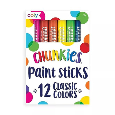 Ooly Chunkies Twistable Tempera Paint Sticks For Kids, No Mess, Quick Drying, Set of 12 Ooly
