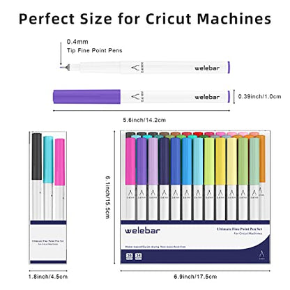 Welebar 0.4 Tip Pen Set for Cricut Maker 3/Maker/Explore 3/Air 2/Air, Ultimate Fine Point Pen Set of 36 Pack Fine Point Pens for Drawing, Writing,