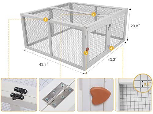 Chicken Coop Extension, Foldable Chicken Coop House Chicken Cage Wooden, Chicken House Large Rabbit Enclosure Duck House Assembly Free (White) - WoodArtSupply