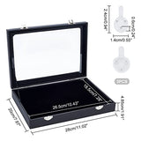 NBEADS Black Velvet Pin Display Case, 11x7.8x1.9 Inch Wall Hanging Brooch Jewelry Storage Case Wooden Presentation Boxes with Glass Window and NBEADS