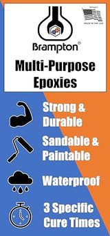 Brampton Extra Strength Epoxy - 20 Minute Work Life - Extra Strength Epoxy Glue Kit for Metal, Wood, Ceramic, Glass, Stone, Tile, and Most Plastics - BRAMPTON TECHNOLOGY, LTD.