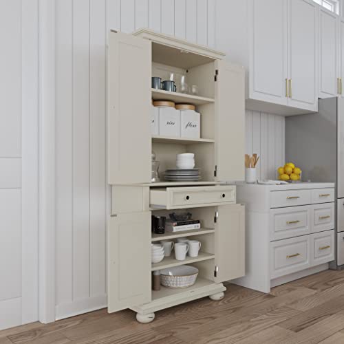 homestyles Dover 71.5 Inches High by 30 Inches Wide with Drawer and Adjustable Shelves White. homestyles