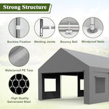 Portable Carport Canopy, 13×20ft Heavy Duty Carport Garage with Roll-up Doors & Windows for Car, SUV, Truck, Boat, Party, Mobile Market MERXENG