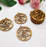 30pcs of Rose Natural Wood Earrings Blanks, DIY Flower Wood Jewelry, DIY Unfinished Laser Cut Wood Jewelry (2'') XIAOYUE
