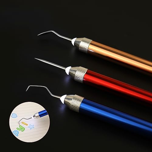 3pcs LED Weeding Tools for Vinyl, Vinyl Weeding Tool with Five Different Hooks Lighted Weeding Tool Craft Vinyl Tool for Crafting Silhouettes Cameos PEUTIER