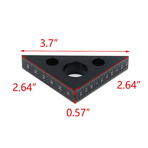 T Tulead Carpenter Square Triangle Ruler Aluminum Alloy Woodworking Ruler 45 Degree Woodworking Square Measurement Tool Black T Tulead