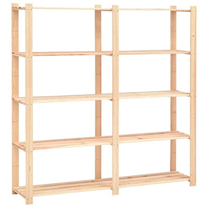 vidaXL Solid Pinewood 5-Tier Storage Rack - 66.9"x15"x66.9", Perfect for Kitchen, Laundry Room, Basement, Office & Garage, Easy to Assemble, Maximum