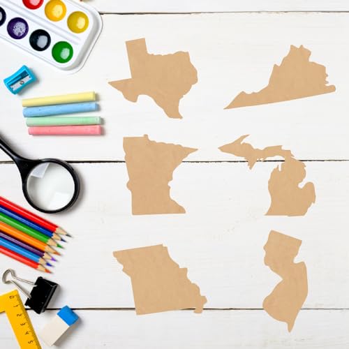 Wooden Louisiana State 4 Inch Shape, Unfinished Wood State Map Craft MDF Cutout, Laser Cut DIY