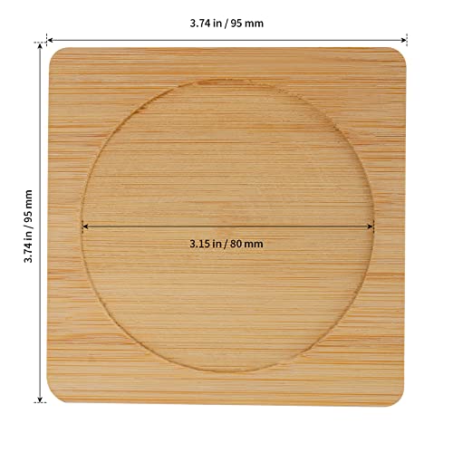 SHEUTSAN 60 PCS 3.7 Inches Natural Bamboo Coasters, Square Bamboo Wood Coasters, Square Bamboo Tray Saucer for Drinks, Crafts, Succulents SHEUTSAN
