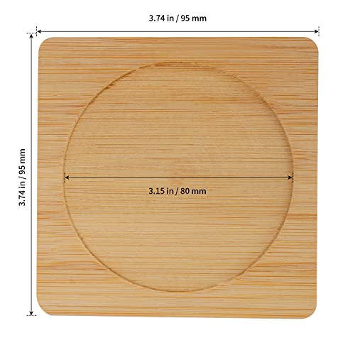 SHEUTSAN 60 PCS 3.7 Inches Natural Bamboo Coasters, Square Bamboo Wood Coasters, Square Bamboo Tray Saucer for Drinks, Crafts, Succulents - WoodArtSupply