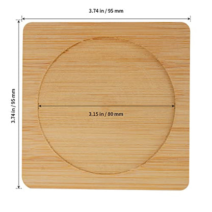 SHEUTSAN 60 PCS 3.7 Inches Natural Bamboo Coasters, Square Bamboo Wood Coasters, Square Bamboo Tray Saucer for Drinks, Crafts, Succulents - WoodArtSupply