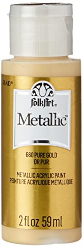FolkArt Acrylic Metallic Paint, 2 Fl Oz (Pack of 1), Pure Gold FolkArt