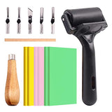 Swpeet 8Pcs Carving Rubber Tools, 6Pcs Scrapbooking Soft Rubber Stamp Carving Linoleum Blocks, 5 in 1 Linoleum Cutter Tools and Rubber Roller Brayer Swpeet