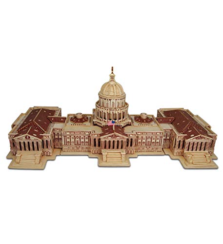 Puzzled 3D Puzzle The US Capitol Building Wood Craft Construction Model Kit Educational DIY Wooden Toy Assemble Model Unfinished Crafting Hobby - WoodArtSupply