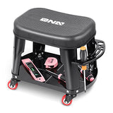DNA MOTORING TOOLS-00252 Removable Rolling Garage Stool With Seat Cushion & Tool Tray Plate,300lbs Max Weight Capacity DNA MOTORING