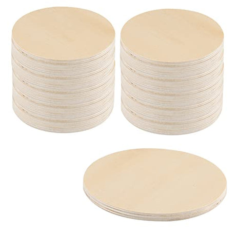 SOUJAP 30 Pack 4 Inch Wood Plywood Circles, 1/4 Inch Thick Round Wood Cutouts, Unfinished Wood Discs for Crafts, Painting, DIY SOUJAP