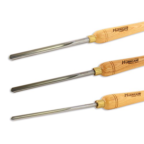 Hurricane Turning Tools, HSS, 3 Piece Bowl Gouge Set (1/4", 3/8" and 1/2" Flute), Standard Series Woodturning Tools - WoodArtSupply