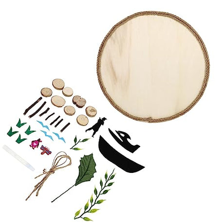 VILLCASE 1 Set DIY Log Painting Natural Wood Slices Painting Kit Unfinished Blank Sign Handmade Wood Painting Kids Toys Kid Craft Wedding Christmas VILLCASE