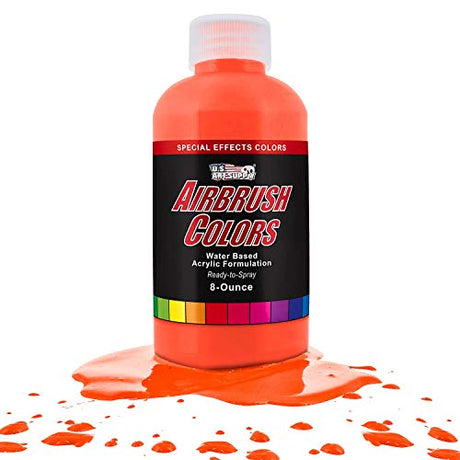 U.S. Art Supply 8-Ounce Special Effects Neon Orange Airbrush Paint U.S. Art Supply